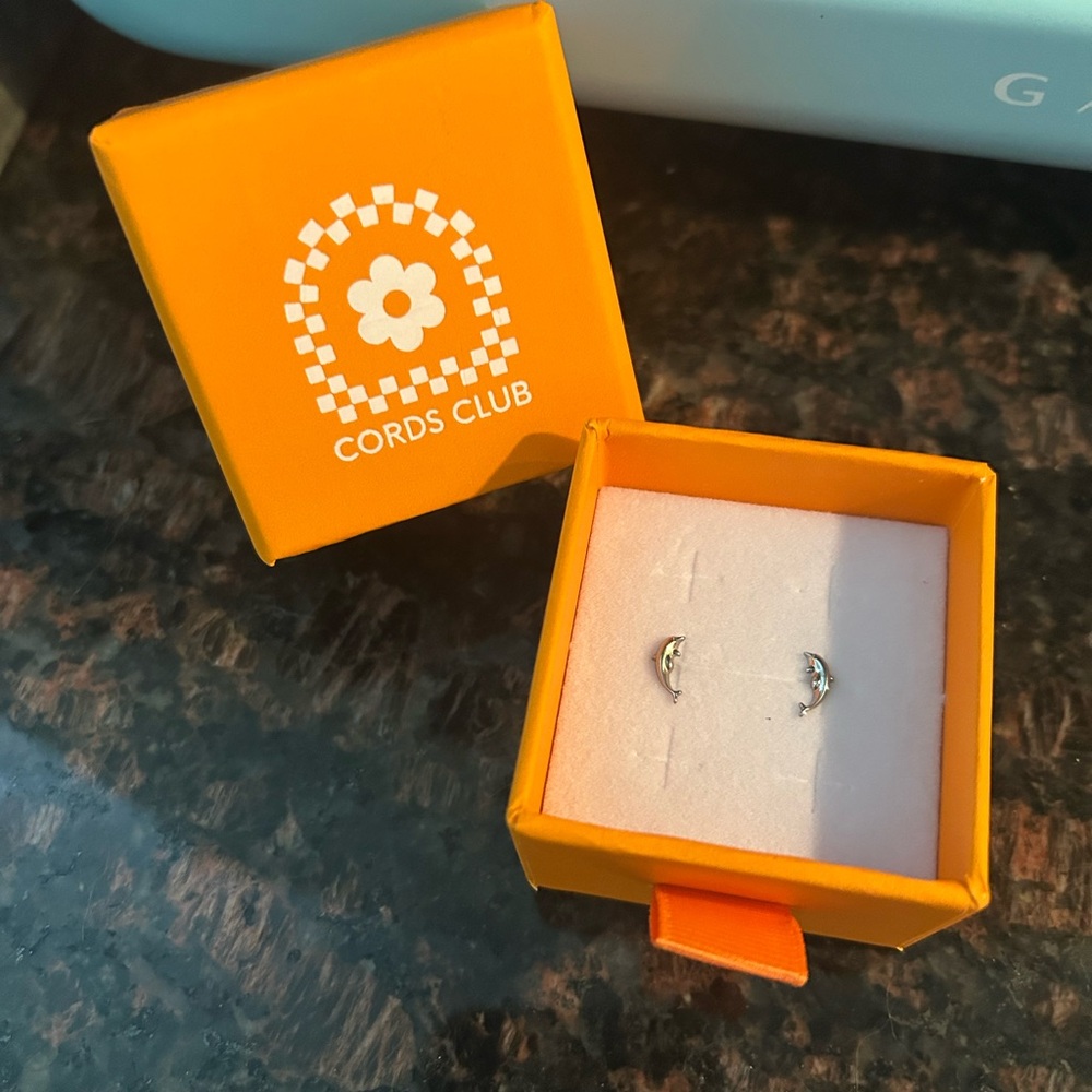 Titanium dolphin flat-back studs (pair) Earrings